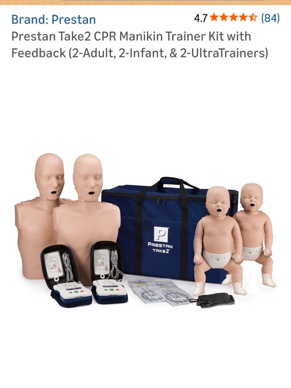 Take2 CPR Manikin Trainer Kit - Skin Tone & Navy Carry Bag